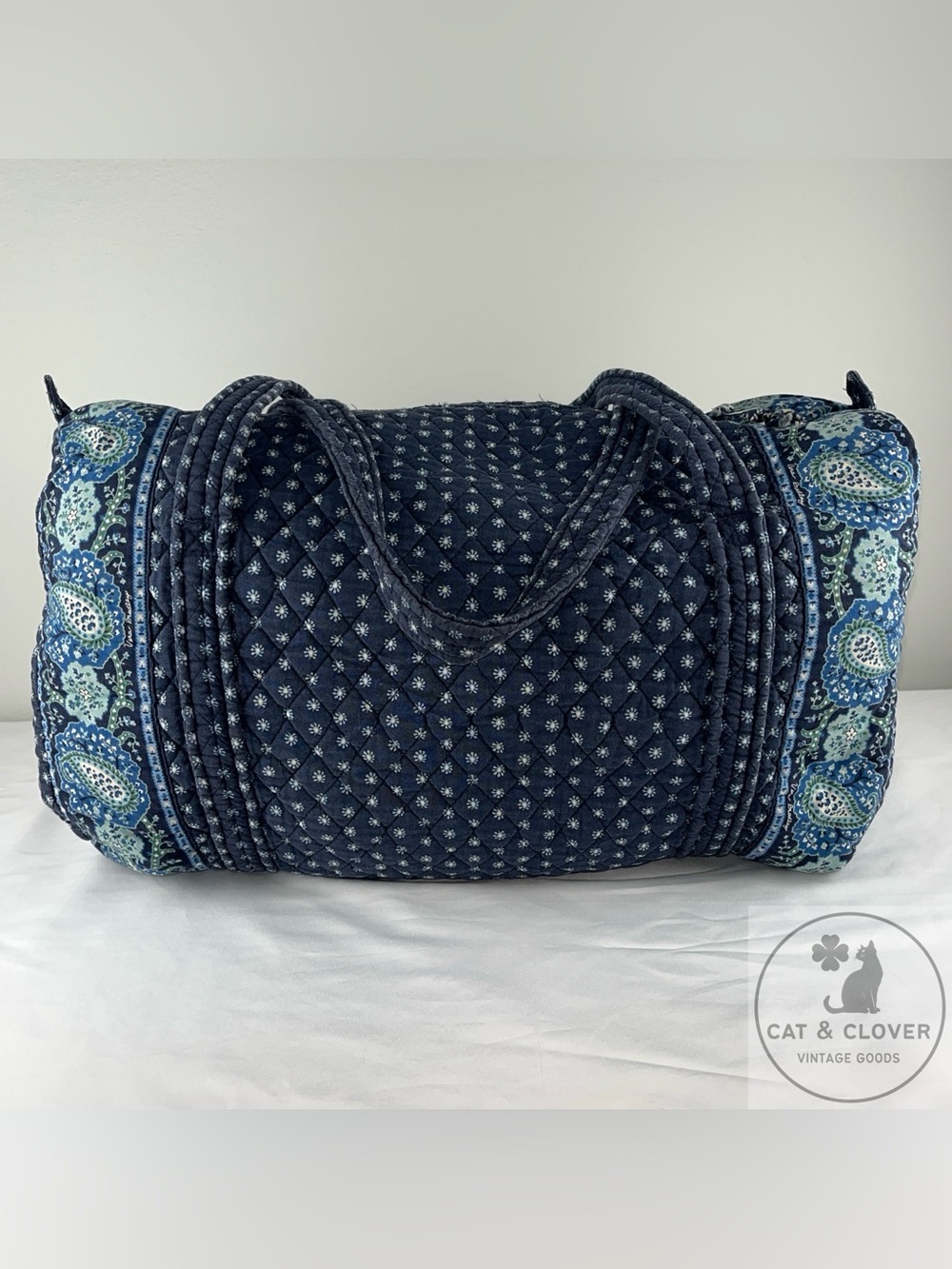 Vera Bradley 2002 Seaport Navy Vintage Duffel Backpack Shoulder Bag 4 Pc Lot - Picture 2 of 16